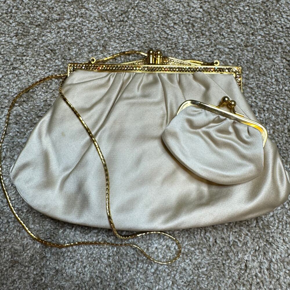 Judith Leiber Satin & Swarovski Crystal Clutch Crossbody Evening Bag